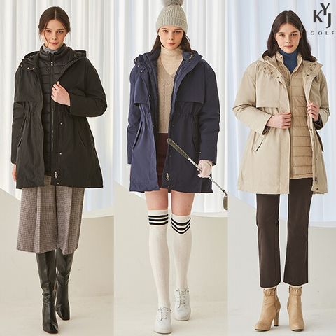 ○ 김영주골프 여성 3WAY 레이어드 패딩 자켓 (바람막이 + 경량패딩)