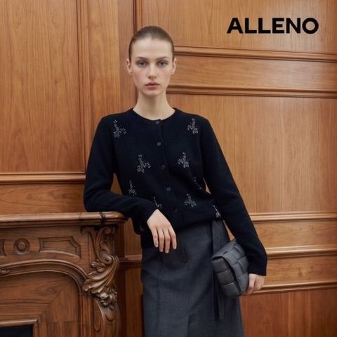 [알렌오] [ALLENO] 26FW 울블렌디드 비즈 가디건