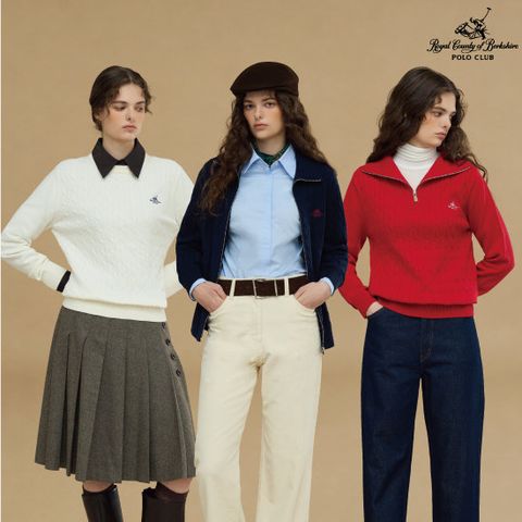 RCB폴로클럽 26FW 여성 니트 3종 (풀집업+반집업+라운드)