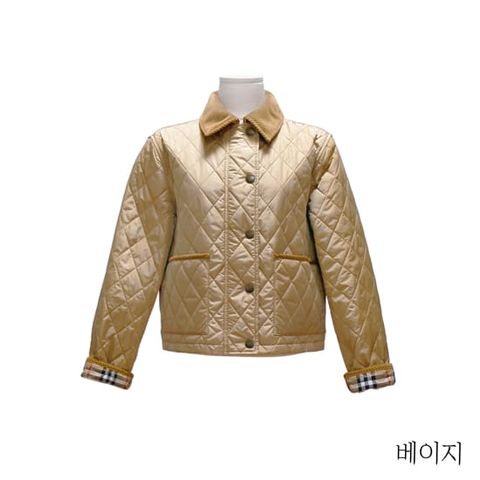 버버리 코듀로이 크롭 퀼티드 재킷