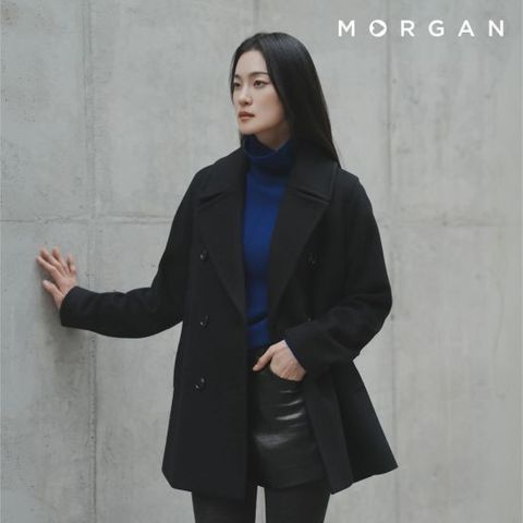 모르간 26FW 스탠딩 울 하프코트