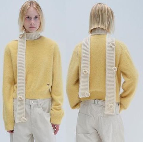 (D) 아쿠아리모네 26FW 울 블랜디드 코사지 머플러1종