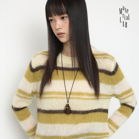 [Handmade/주문제작] 머티리얼랩 26FW 오벌 젬스톤 실버925 소가죽 롱 목걸이