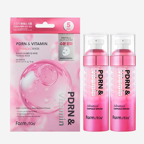 [기본 패키지] 팜스테이 PDRN 캡슐 세럼 크림 2병+  마스크팩 5매