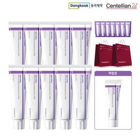 [센텔리안24] * (중용량 체험분) 동국제약 마데카 크림 타이트리프팅 50ml 10개 + 15ml 1개(체험분)+ 1ml 7개 + 종이팩 2개