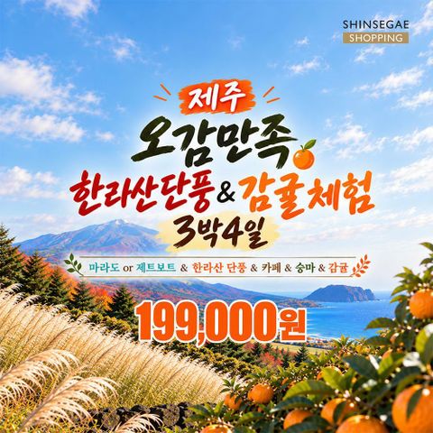 [*JS투어] 제주도 3박4일 199,000원 단일가! 항공+호텔 3박+식사+카페+체험 포함!