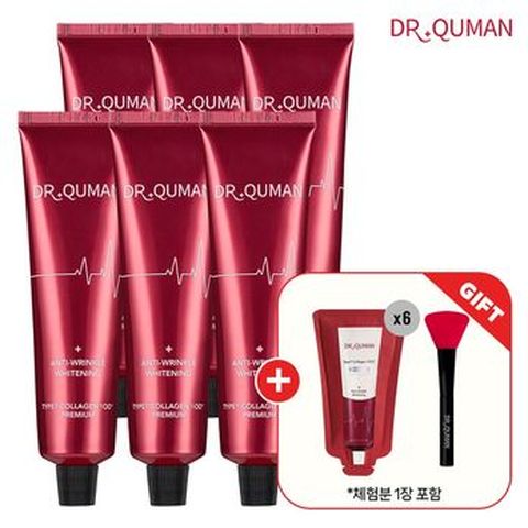 닥터큐먼 T1콜라겐100 크림팩 레드에디션 60gX6+10gX6(무료체험 1장포함)+스파출러