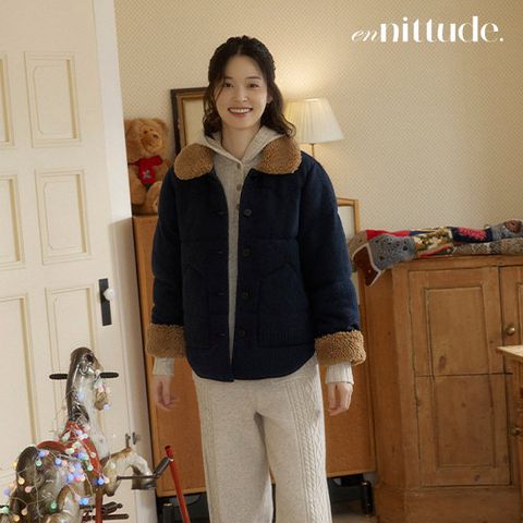 엔니튜드 26FW 퍼 카라 울 니트 패딩