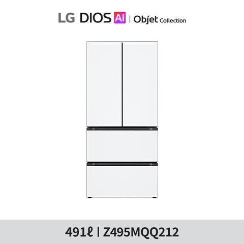[491L]LG 오브제 김치냉장고 스탠드형 4룸 메탈 화이트(Z495MQQ212)