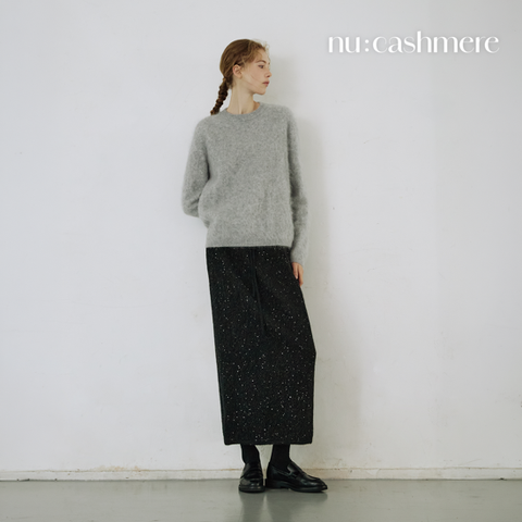 누캐시미어 26FW 모헤어울블렌드 레이스 시퀸 스커트
