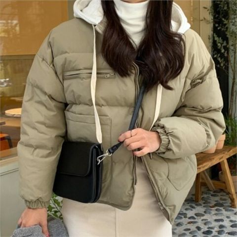 겟잇미솜 나일론 바스락 여유핏 후드 패딩