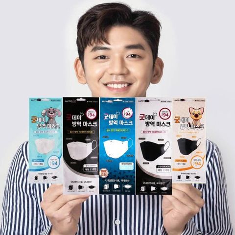 굿데이마스크 Kf94 프리미엄 블랙 화이트 대형 소형 1매입 1장