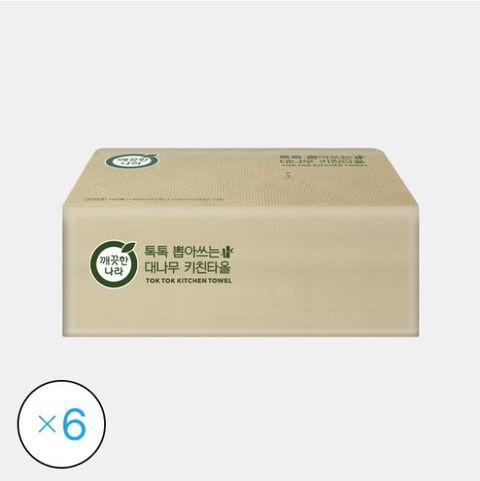 깨끗한나라 톡톡 뽑아쓰는 무표백 키친타올 100매 6입(소프트팩)