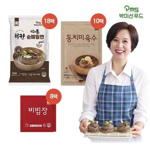 순메밀면 18팩+동치미육수 10팩+비빔장 8팩