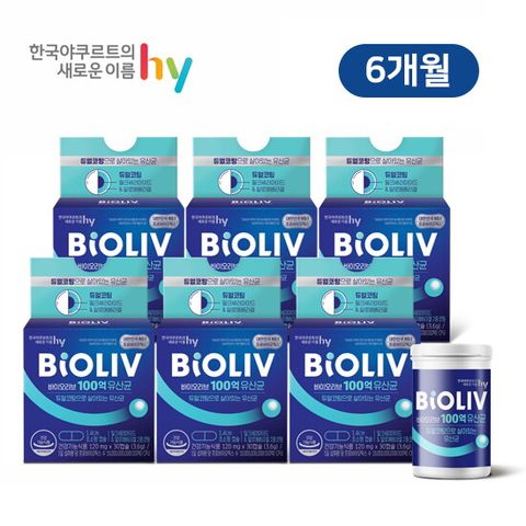 [6개월] 에치와이 바이오리브 100억 유산균 6박스(1박스:120mg X 30캡슐)