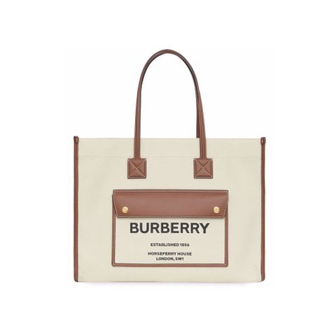 버버리 22FW 로고 미디움 투톤 캔버스 토트백 8044129