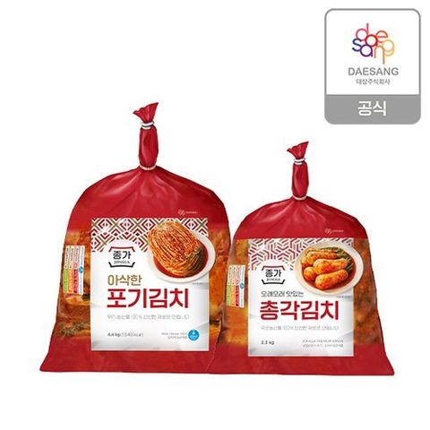 종가 아삭한포기김치 4.4kg+총각김치 2.3kg / 총6.7kg