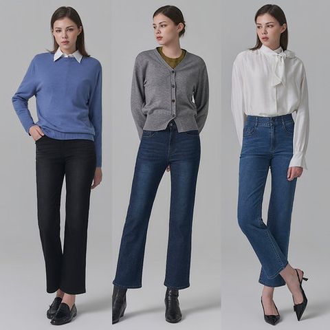 뱅뱅 26FW 가을 여성 라이크라 스트레이트 데님 3종