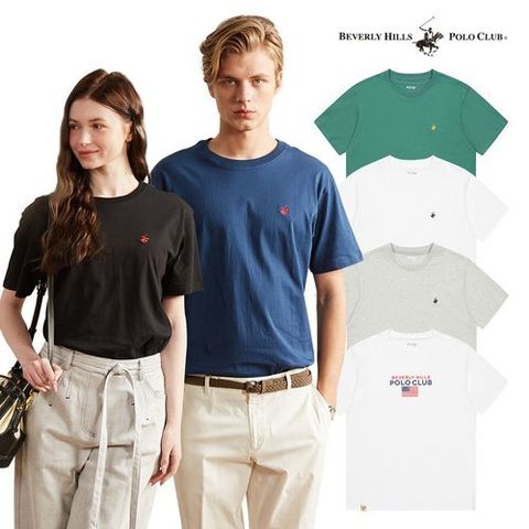 비버리힐즈폴로클럽 25SS 남녀공용 코튼 100 로고 티셔츠 6종