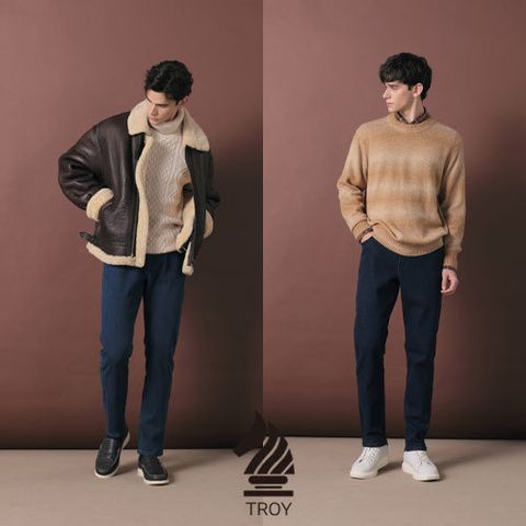 트로이 남성 브러쉬 본딩 데님 팬츠 2종 U220