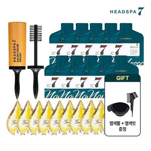 헤드스파7 특가)헤드스파7 노블레스 헤어컬러 염색제 10개+살롱컬러브러쉬(다크브라운/밀크브라운/와인브라운)