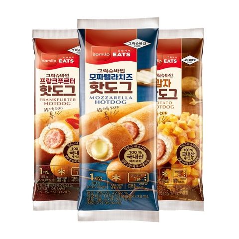 [삼립][T]육즙가득 그릭슈바인 핫도그 골라담기 (기본/모짜치즈/감자)