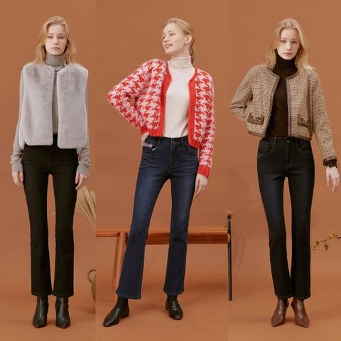 [뱅뱅]여성  라이크라 이중직 웜 기모 데님팬츠 3종