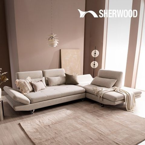 쉐우드가구 에델린 6인용 코너형 블렌트 패브릭 스윙 소파