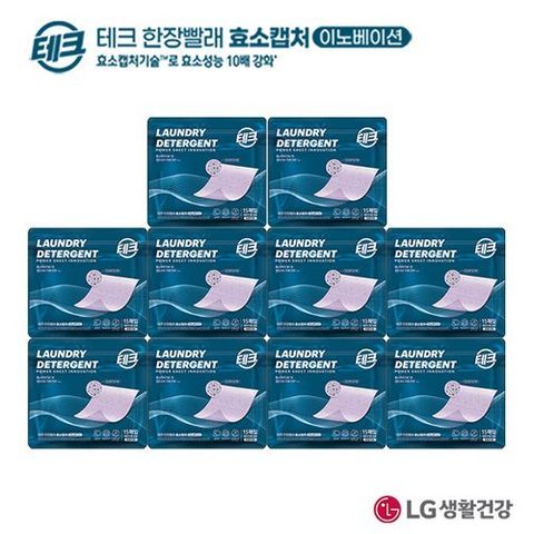 엘지생활건강 [테크]한장빨래 효소캡처 라벤더 세탁세제 10팩