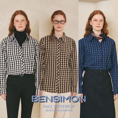 벤시몽 여성 깅엄 체크 셔츠 3종