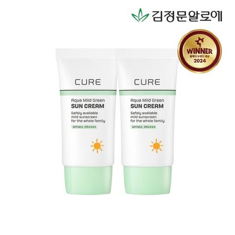 [김정문알로에][김정문알로에] 큐어 마일드 그린 선크림(무기자차) 40ml 2개