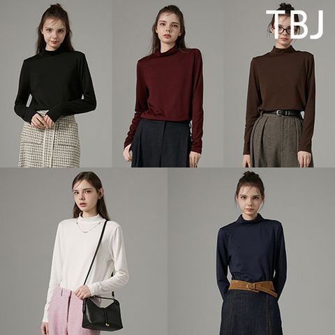 TBJ 여성 기모 모크넥 티셔츠 5종
