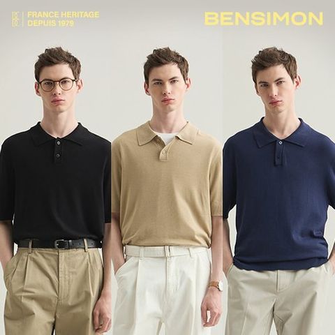 벤시몽 남성 비스코스 하프 카라 니트 3종