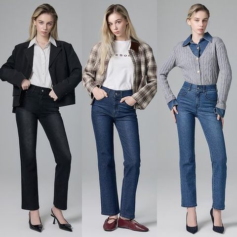 뱅뱅 25FW 여성 가을 라이크라 스트레이트 데님 3종