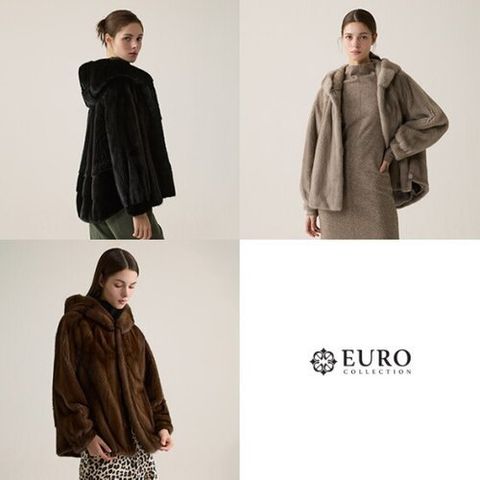 유로컬렉션 사가퍼 휘메일 풀스킨 후드 밍크 코트
