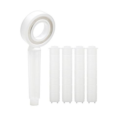 욕실의여왕 밀키 도넛형 녹물 필터 샤워기 헤드+리필 4개