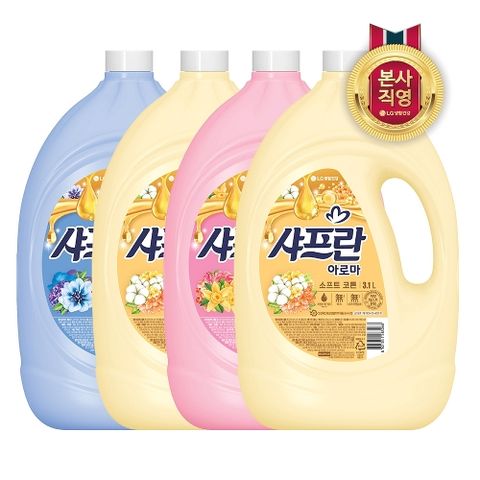 [LG생활건강](비밀)샤프란 아로마 섬유유연제 3.1L x 4개 (코튼/아로마/핑크 중 택1)