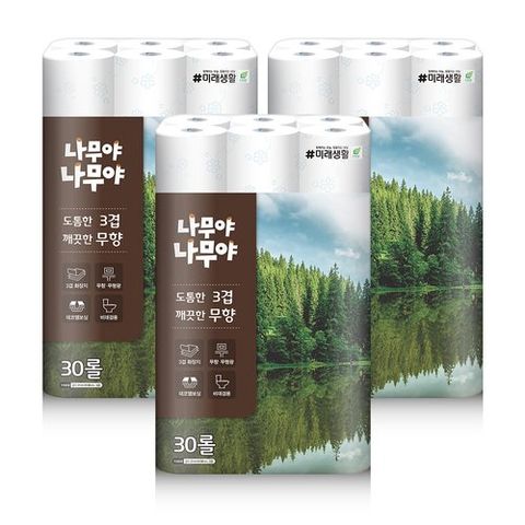 [나무야나무야]잘풀리는집 나무야나무야 디럭스 화장지 27M 3팩(90롤)