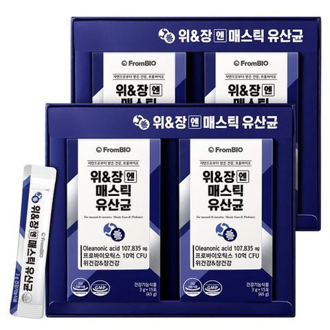 [프롬바이오][정가 198,000원] 위앤장엔 매스틱유산균 15포x4박스/2개월 / 위건강/ 장건강/ 프로바이오틱스/ 매스틱검/ 유산균