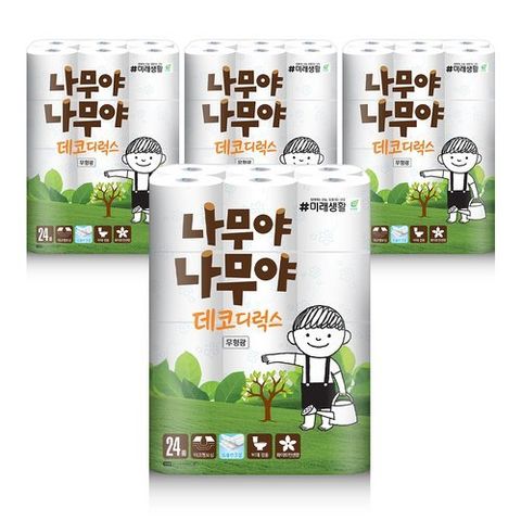 나무야나무야 잘풀리는집 나무야나무야 데코디럭스 (4팩) 총 96롤