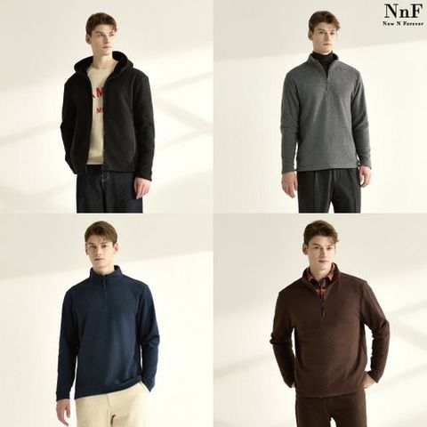 NnF (초특가) 남성 기모 플리스 집업 4종(보아퍼 후드집업1종+하프넥집업3종)