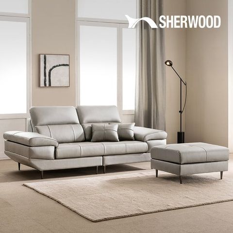 쉐우드가구 오르테 이태리 천연소가죽 소파 3인용 + 스툴