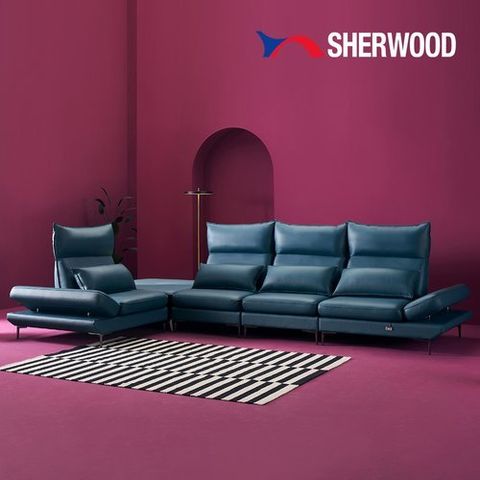 쉐우드가구 더블린 8인용 코너형 이태리 천연통가죽 기능성 스윙 소파 (전체가죽)