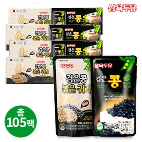 삼육두유 [무료체험5팩] 삼육 검은콩 볶은귀리두유 60팩 + 검은콩과칼슘 45팩 (총 105팩)