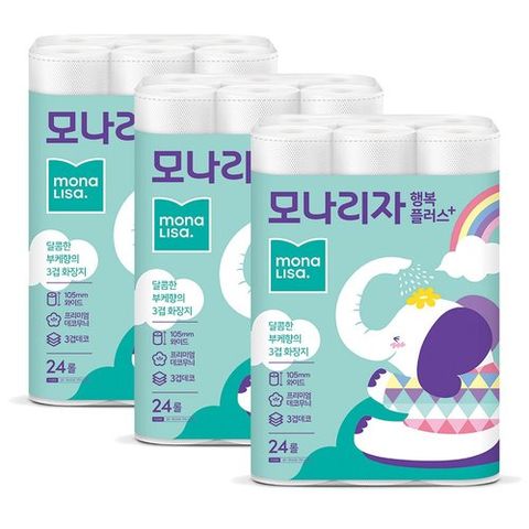 [모나리자]모나리자 행복 플러스 부케향 3겹 화장지 30m 24롤 3팩