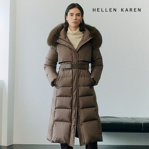 헬렌카렌 25FW 블루 폭스퍼 헝가리 롱 구스다운 점퍼