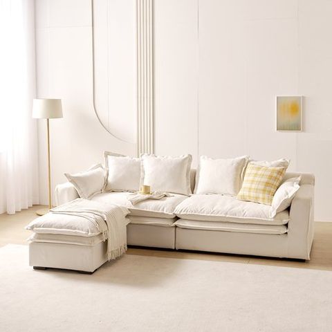 라클라우드 크리미아 구스 기능성 패브릭 커버분리 4인 모듈소파+스툴