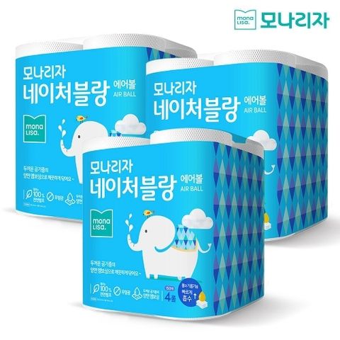 모나리자 네이처블랑 에어볼 키친타올 150매*4롤*3팩