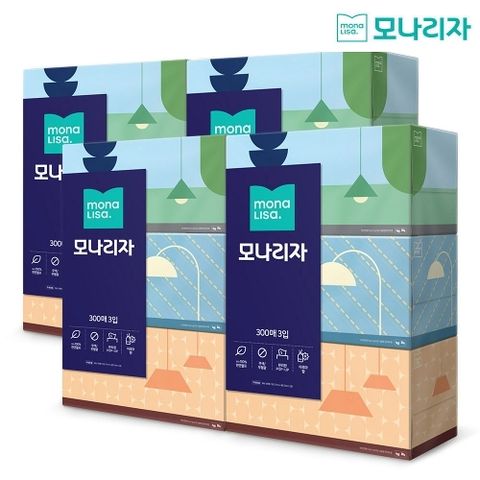 모나리자 미용티슈 300매*3입*4팩
