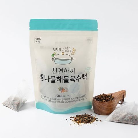 천연한끼 콩나물해물육수팩 100g 10티백 국내산 해물 야채 버섯